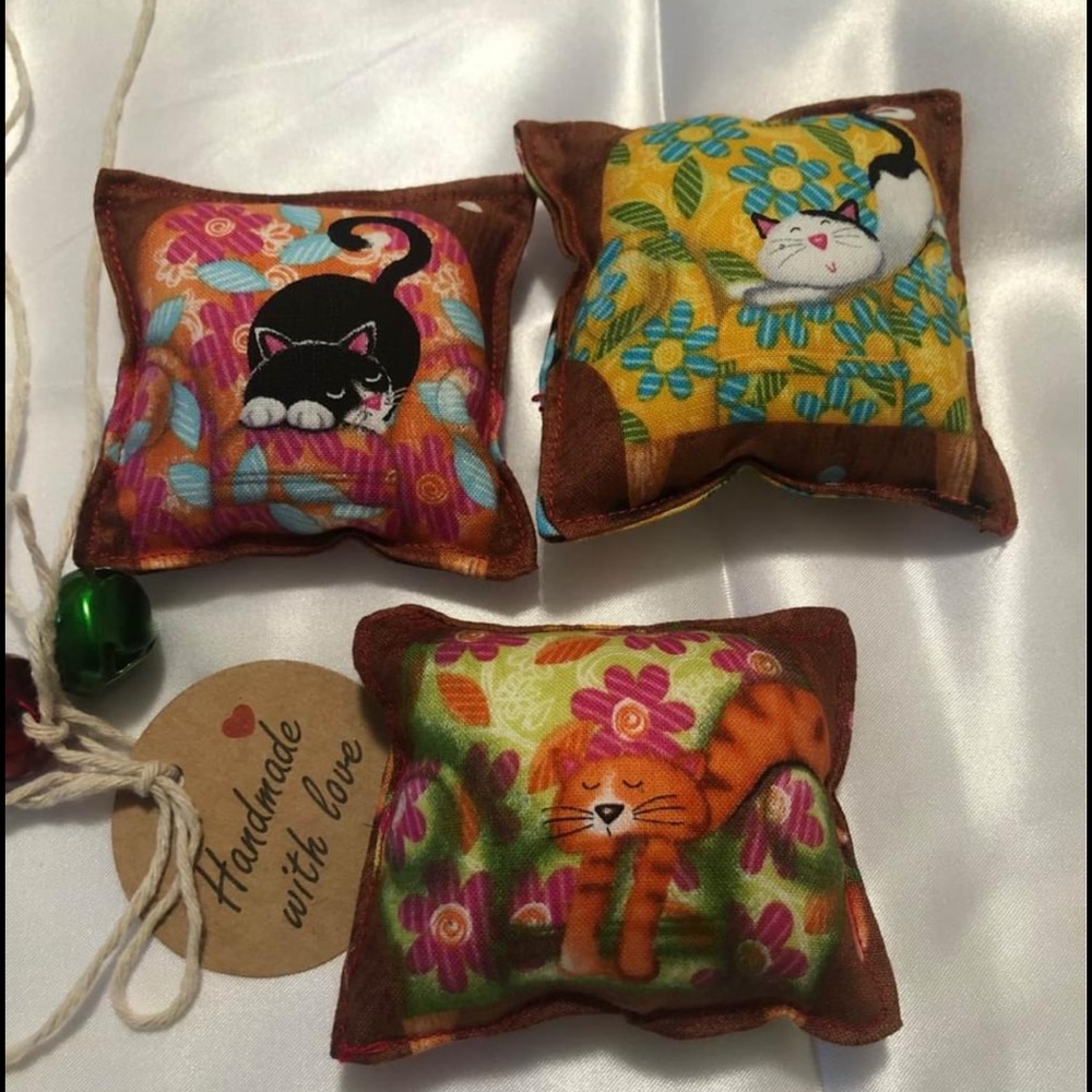 NWT Handmade catnip toy pillows set of 3. MADE TO ORDER